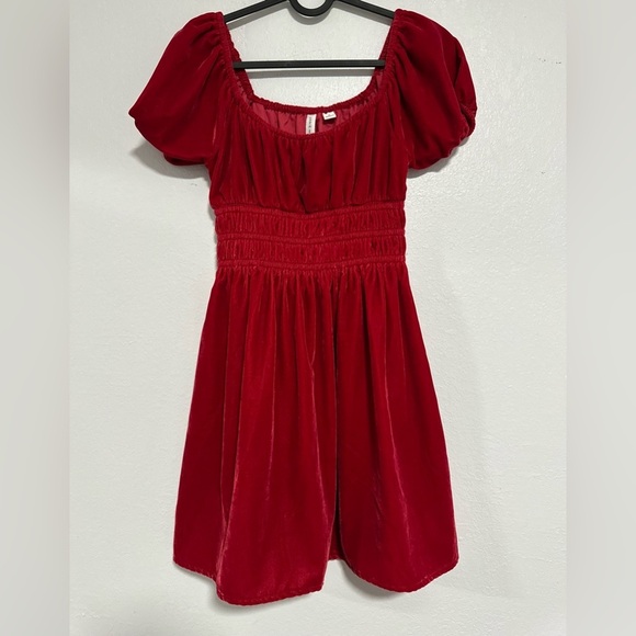 Janie and Jack red Velvet Puff Sleeve Dress Sz 10 - Picture 2 of 5